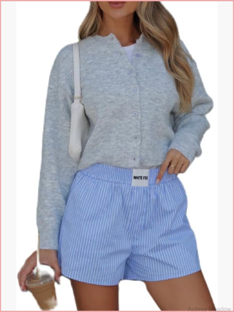 Y2k Crop Cardigan Sweater Crewneck Button Down Cute Long Sleeve Knit Lightweight